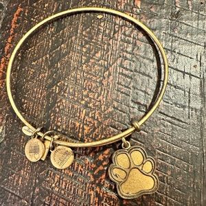 Alex and Ani Matte Gold Paw Print Bangle Charm Bracelet